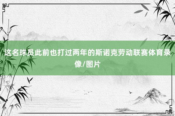 这名球员此前也打过两年的斯诺克劳动联赛体育录像/图片