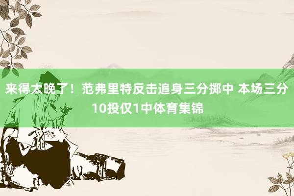 来得太晚了！范弗里特反击追身三分掷中 本场三分10投仅1中体育集锦