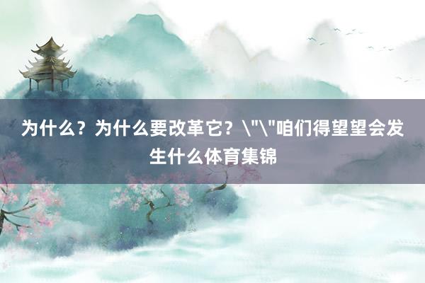 为什么？为什么要改革它？