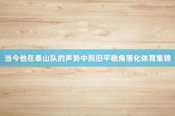 当今他在泰山队的声势中照旧平稳角落化体育集锦