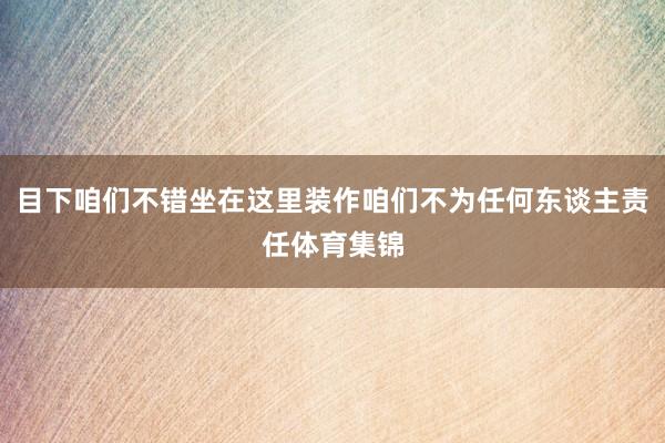 目下咱们不错坐在这里装作咱们不为任何东谈主责任体育集锦