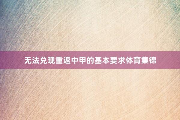 无法兑现重返中甲的基本要求体育集锦