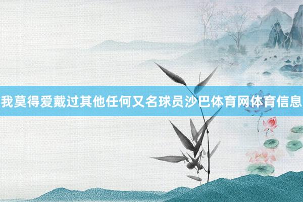 我莫得爱戴过其他任何又名球员沙巴体育网体育信息