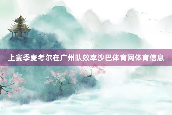 上赛季麦考尔在广州队效率沙巴体育网体育信息