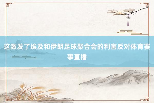 这激发了埃及和伊朗足球聚合会的利害反对体育赛事直播