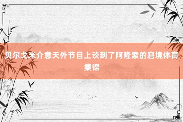 贝尔戈米介意天外节目上谈到了阿隆索的窘境体育集锦
