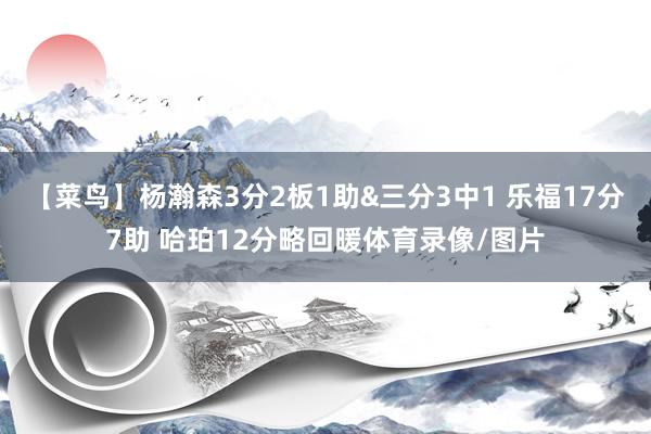 【菜鸟】杨瀚森3分2板1助&三分3中1 乐福17分7助 哈珀12分略回暖体育录像/图片
