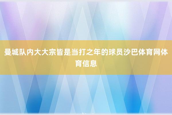 曼城队内大大宗皆是当打之年的球员沙巴体育网体育信息