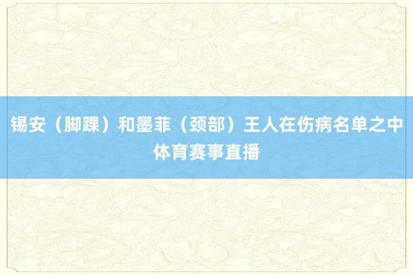 锡安(脚踝)和墨菲(颈部)王人在伤病名单之中体育赛事直播