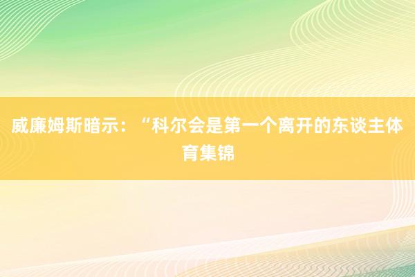 威廉姆斯暗示：“科尔会是第一个离开的东谈主体育集锦
