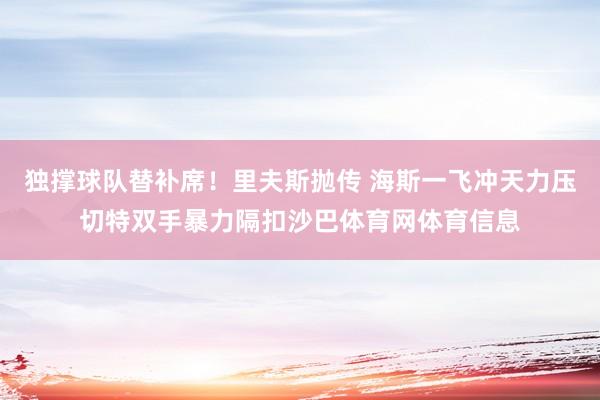 独撑球队替补席!里夫斯抛传 海斯一飞冲天力压切特双手暴力隔扣沙巴体育网体育信息